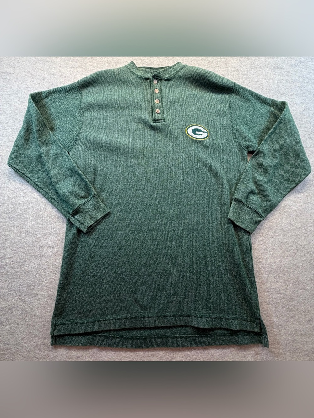 Vintage 90s Green Bay Packers Logo 7 Sweater Henley Large NFL Green
